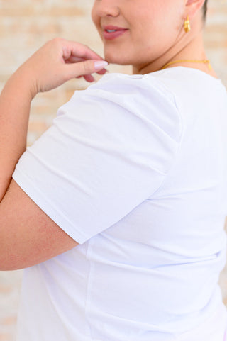 One Eleven North Strong Enough Puff Sleeve Tee In White