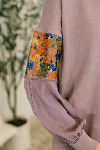 In Loom Subtle Breeze Floral Patchwork Pullover