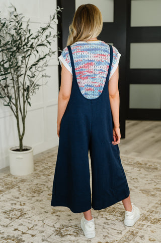 See and Be Seen Suit Yourself Adjustable Strap Jumpsuit in Navy