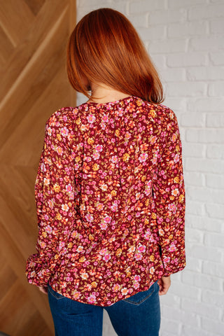 Andree By Unit Sunday Brunch Blouse in Rust Floral