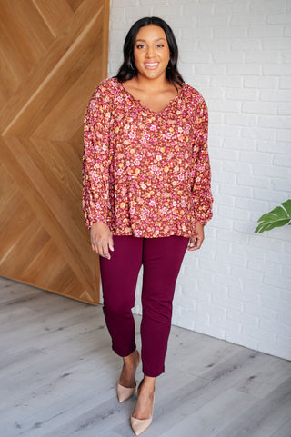 Andree By Unit Sunday Brunch Blouse in Rust Floral