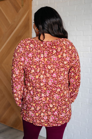 Andree By Unit Sunday Brunch Blouse in Rust Floral