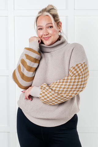 One Eleven North Super Seasonal Patchwork Waffle Knit Sweater
