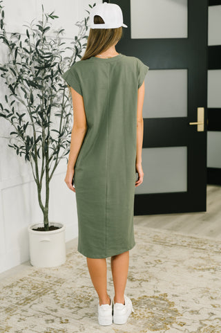 Zenana Sweet Like That Casual Dress in Light Olive