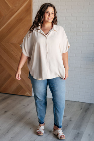 Jodifl Sweet Simplicity Button Down Blouse in Oatmeal