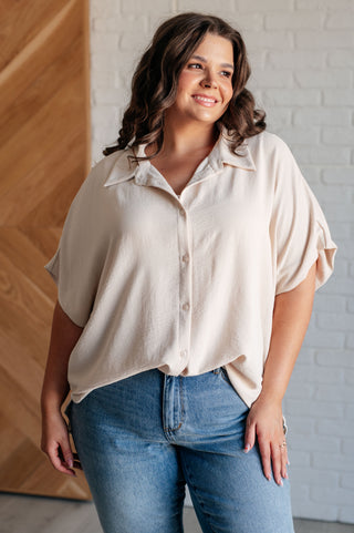 Jodifl Sweet Simplicity Button Down Blouse in Oatmeal