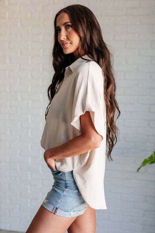 Jodifl Sweet Simplicity Button Down Blouse in Oatmeal