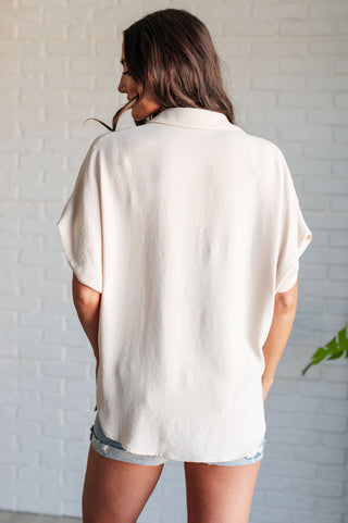 Jodifl Sweet Simplicity Button Down Blouse in Oatmeal