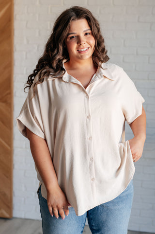 Jodifl Sweet Simplicity Button Down Blouse in Oatmeal