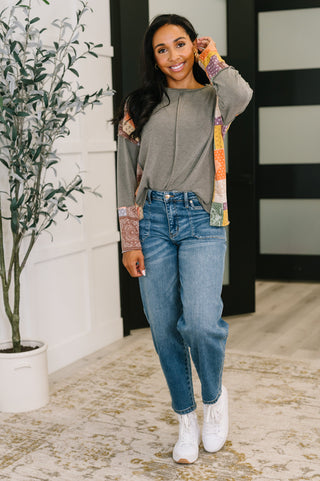 Haptics Sweet as Pie Color Block Relaxed Long Sleeve