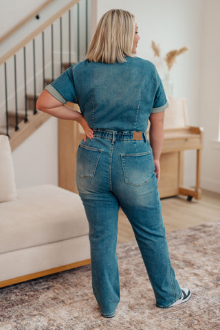 Judy Blue Sylvia Short Sleeve Denim Jumpsuit - Exclusive