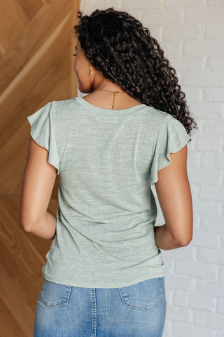 Haptics Take It In Flutter Sleeve Top