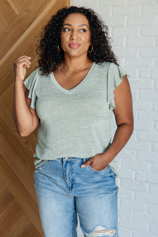 Haptics Take It In Flutter Sleeve Top