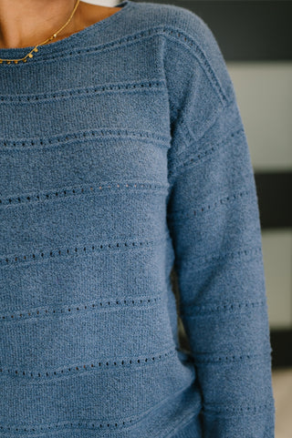 One Eleven North Take My Time Boatneck Textured Long Sleeve