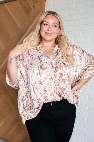 Emily Wonder Take a Chance Mixed Print Top