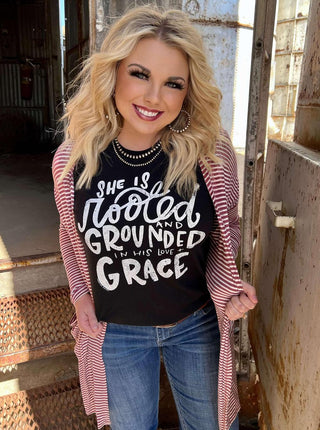 Texas True Threads Mauve Striped Mid-Length Cardigan