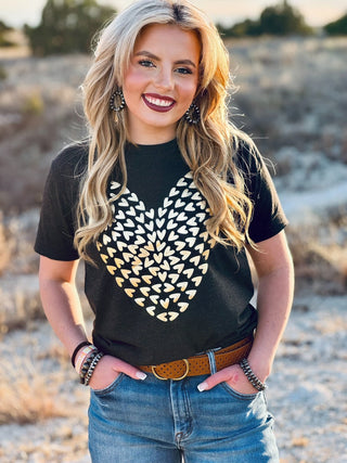 Texas True Threads Tiny Hearts in Gold Foil Tee