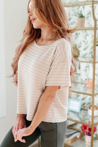Ps Kate Textured Boxy Top in Taupe