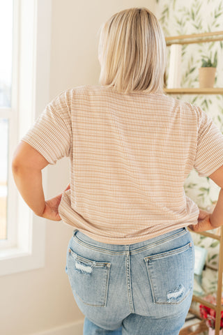 Ps Kate Textured Boxy Top in Taupe