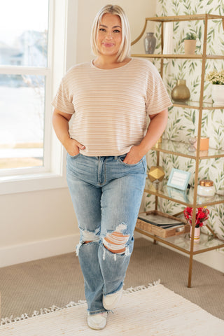 Ps Kate Textured Boxy Top in Taupe