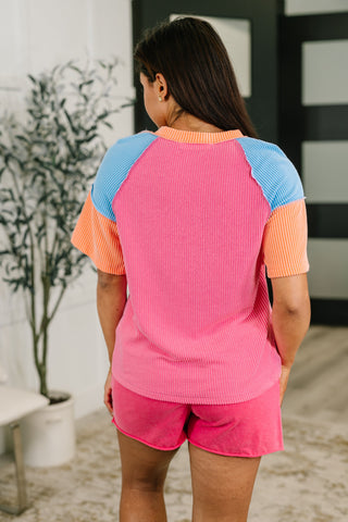 One Eleven North Textured Tones Color Block Top