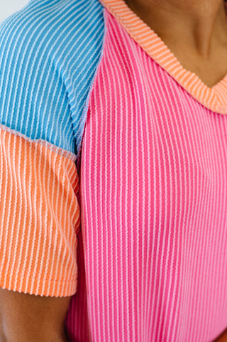 One Eleven North Textured Tones Color Block Top