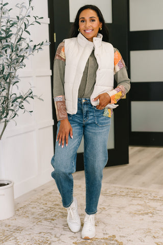 Zenana That's What I'm Talkin' About Puffer Vest in Sand Beige