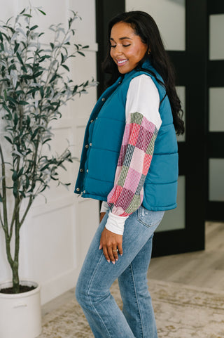 Zenana That's What I'm Talkin' About Puffer Vest in Teal