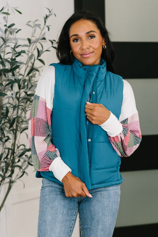 Zenana That's What I'm Talkin' About Puffer Vest in Teal