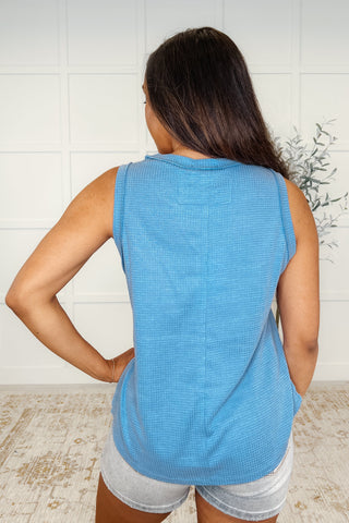 Andree By Unit Thread Theory Round Neck Tank in Denim Blue