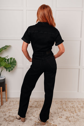Judy Blue Tilda Short Sleeve Control Top Denim Jumpsuit - Exclusive