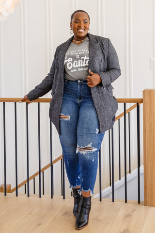 Sew In Love To The Window Graphic V Neck Tee In Gray