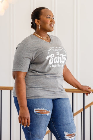 Sew In Love To The Window Graphic V Neck Tee In Gray