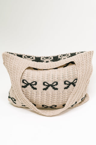 Zenana Topped With a Bow Knit Tote Bag