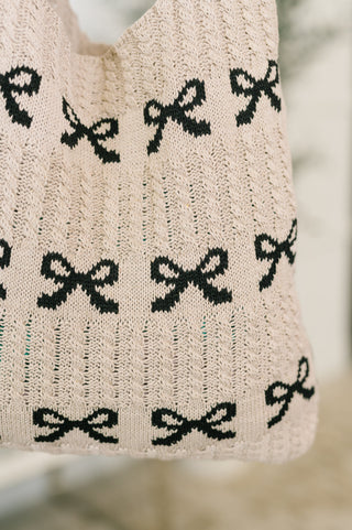Zenana Topped With a Bow Knit Tote Bag