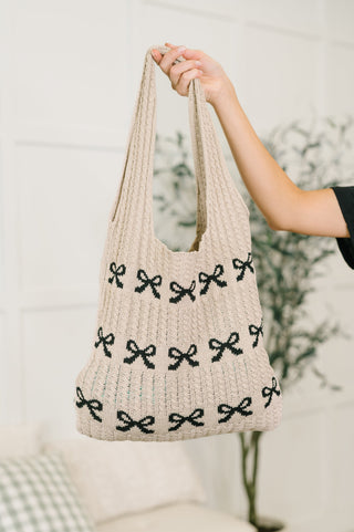 Zenana Topped With a Bow Knit Tote Bag