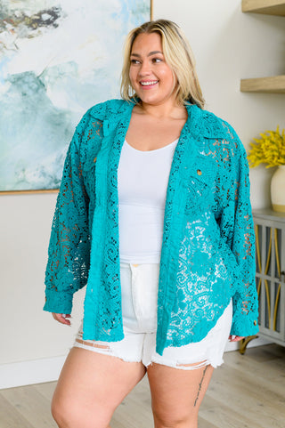 BiBi Topped with Lace Button Down