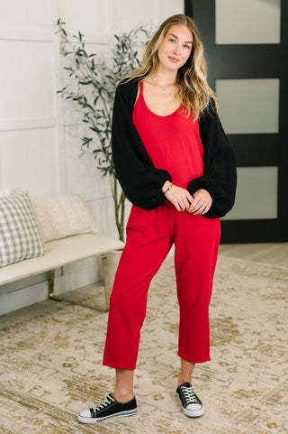 Zenana Totally Me Spaghetti Strap Jumpsuit Ruby