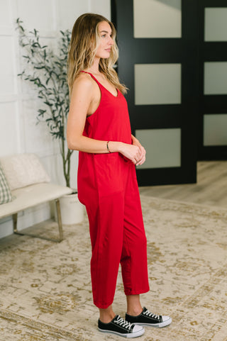 Zenana Totally Me Spaghetti Strap Jumpsuit Ruby