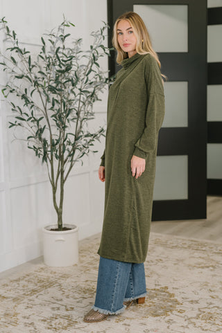 Dear Scarlett Travel City Scape Turtle Neck Tunic in Olive