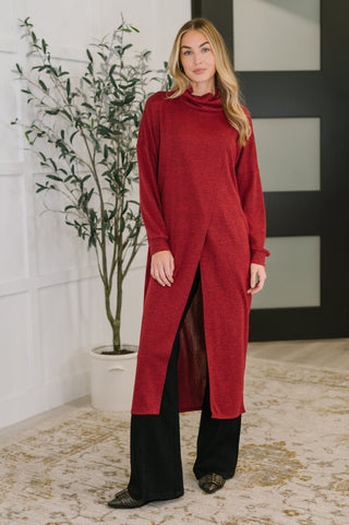 Dear Scarlett Travel City Scape Turtle Neck Tunic in Wine