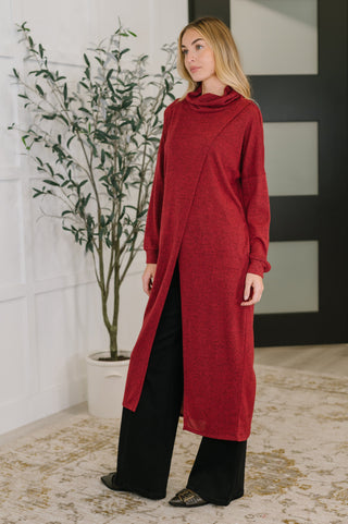 Dear Scarlett Travel City Scape Turtle Neck Tunic in Wine
