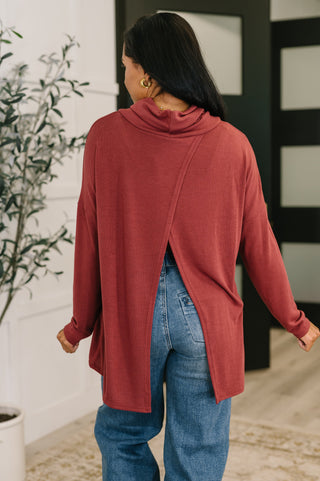 Dear Scarlett Travel Destination Cowl Neck Pullover in Wine