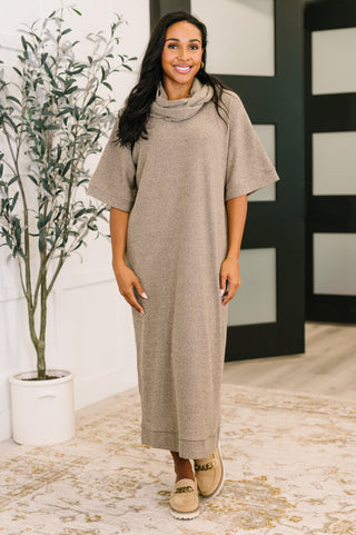 Dear Scarlett Travel Envy Ribbed Knit Dress in Light Coco
