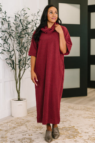 Dear Scarlett Travel Envy Ribbed Knit Dress in Wine