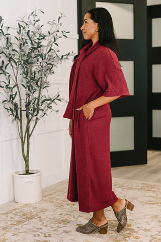 Dear Scarlett Travel Envy Ribbed Knit Dress in Wine