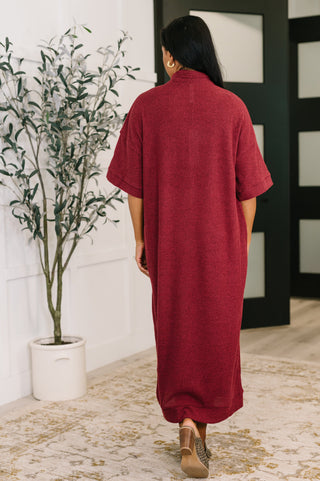 Dear Scarlett Travel Envy Ribbed Knit Dress in Wine