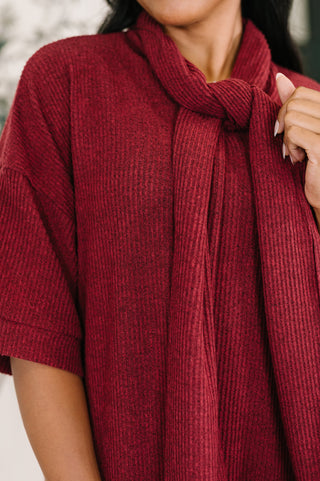 Dear Scarlett Travel Envy Ribbed Knit Dress in Wine