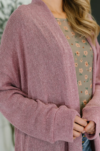 Dear Scarlett Travel Hideaway Open Front Cardigan in Cashmere Rose