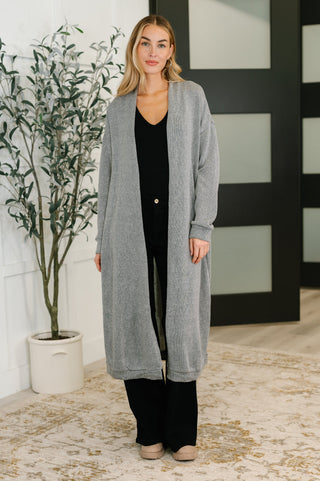 Dear Scarlett Travel Hideaway Open Front Cardigan in Soft Grey